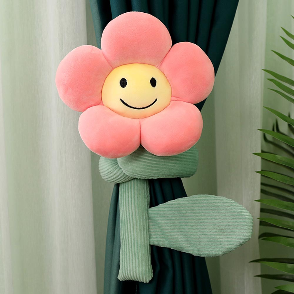 BlossomSmiles - Plysj blomstrete smilefjes som gardinbånd