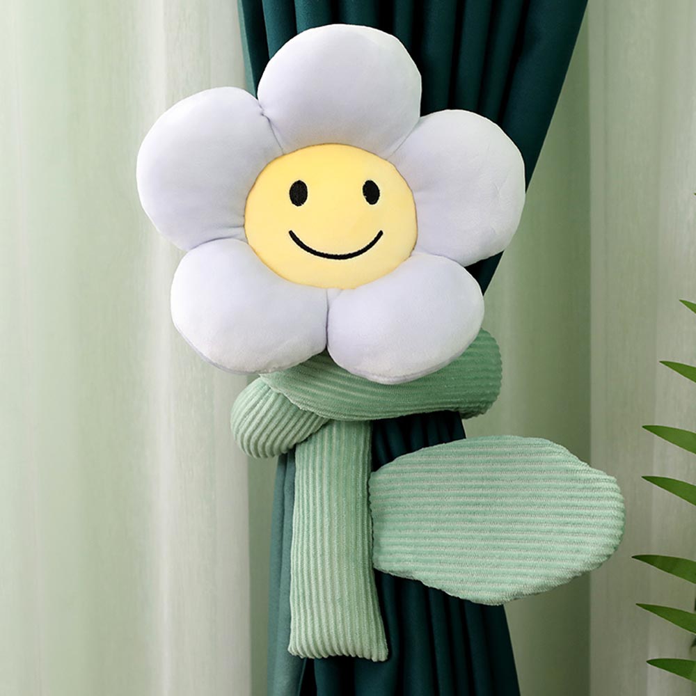 BlossomSmiles - Plysj blomstrete smilefjes som gardinbånd