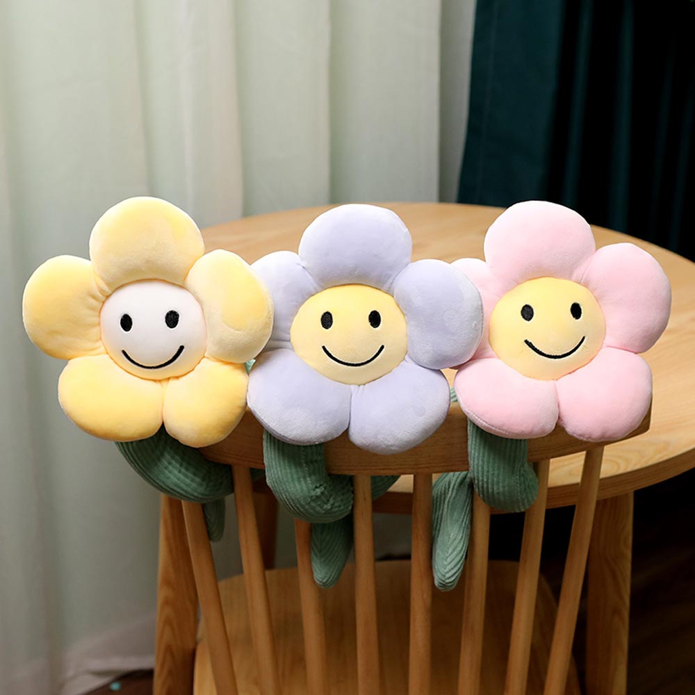 BlossomSmiles - Plysj blomstrete smilefjes som gardinbånd