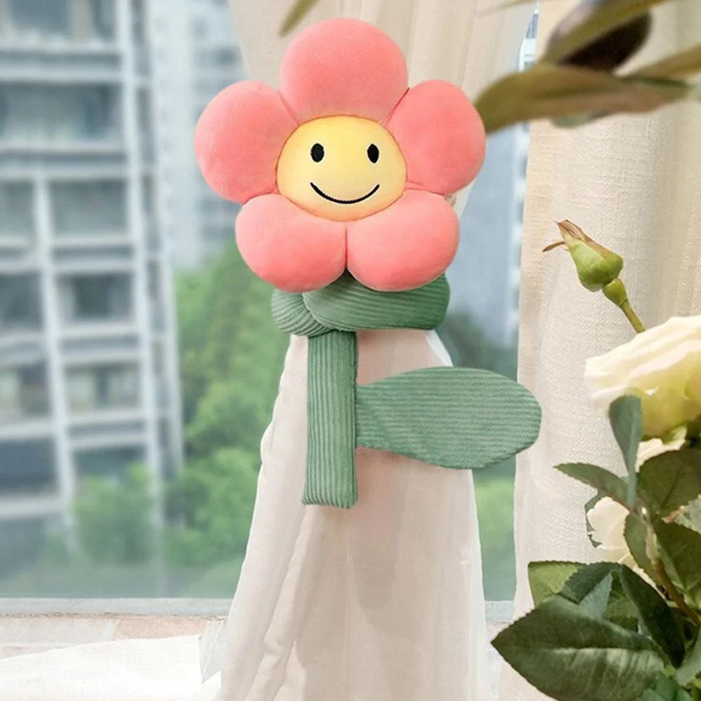 BlossomSmiles - Plysj blomstrete smilefjes som gardinbånd