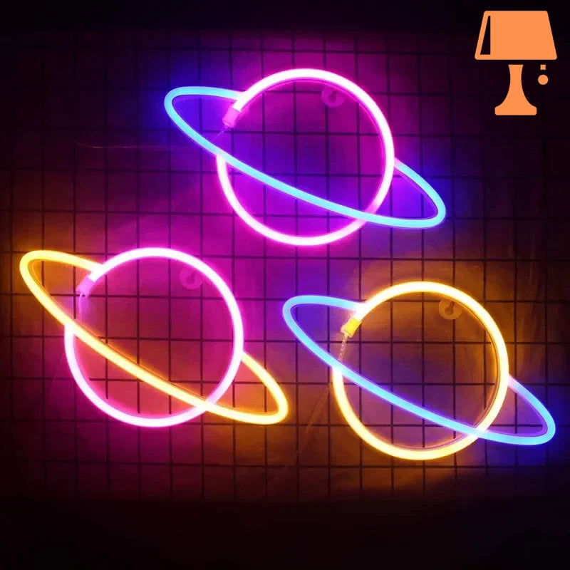 CosmoGlow – Planet-inspirerte veggmonterte neonrørlys