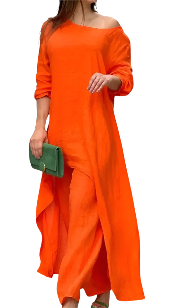 Aria - asymmetrisk bluse og vide bukser