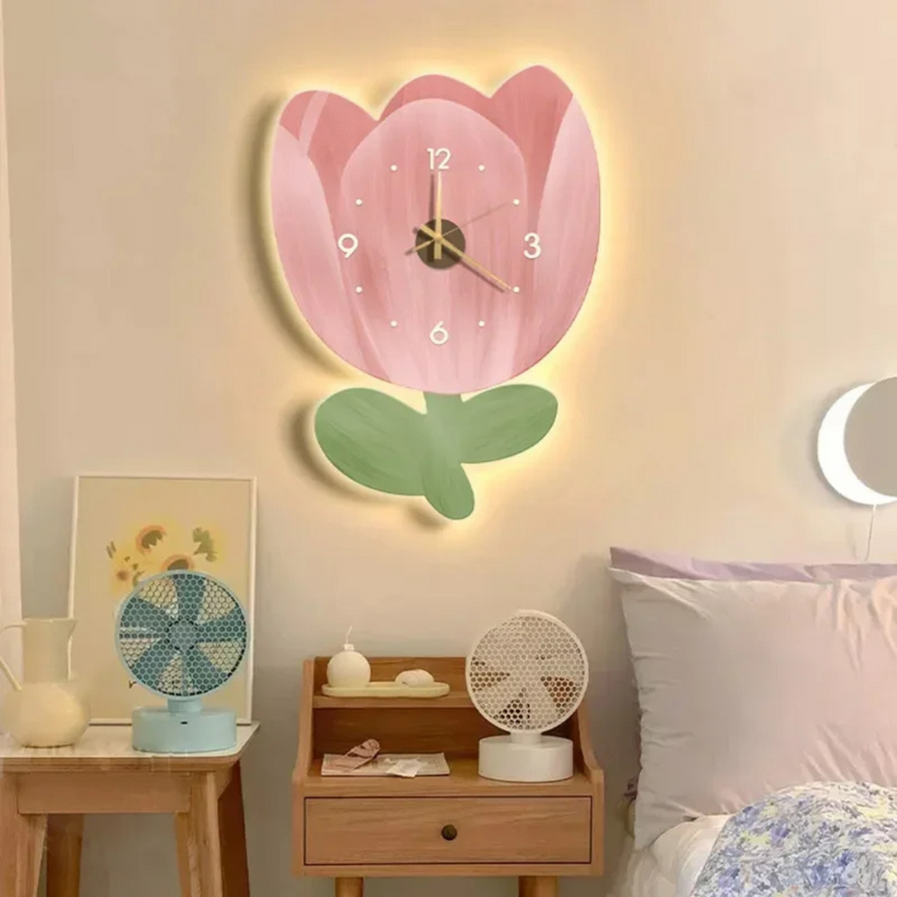 BloomGlow- Veggmontert blomsterklokke med myk LED-belysning