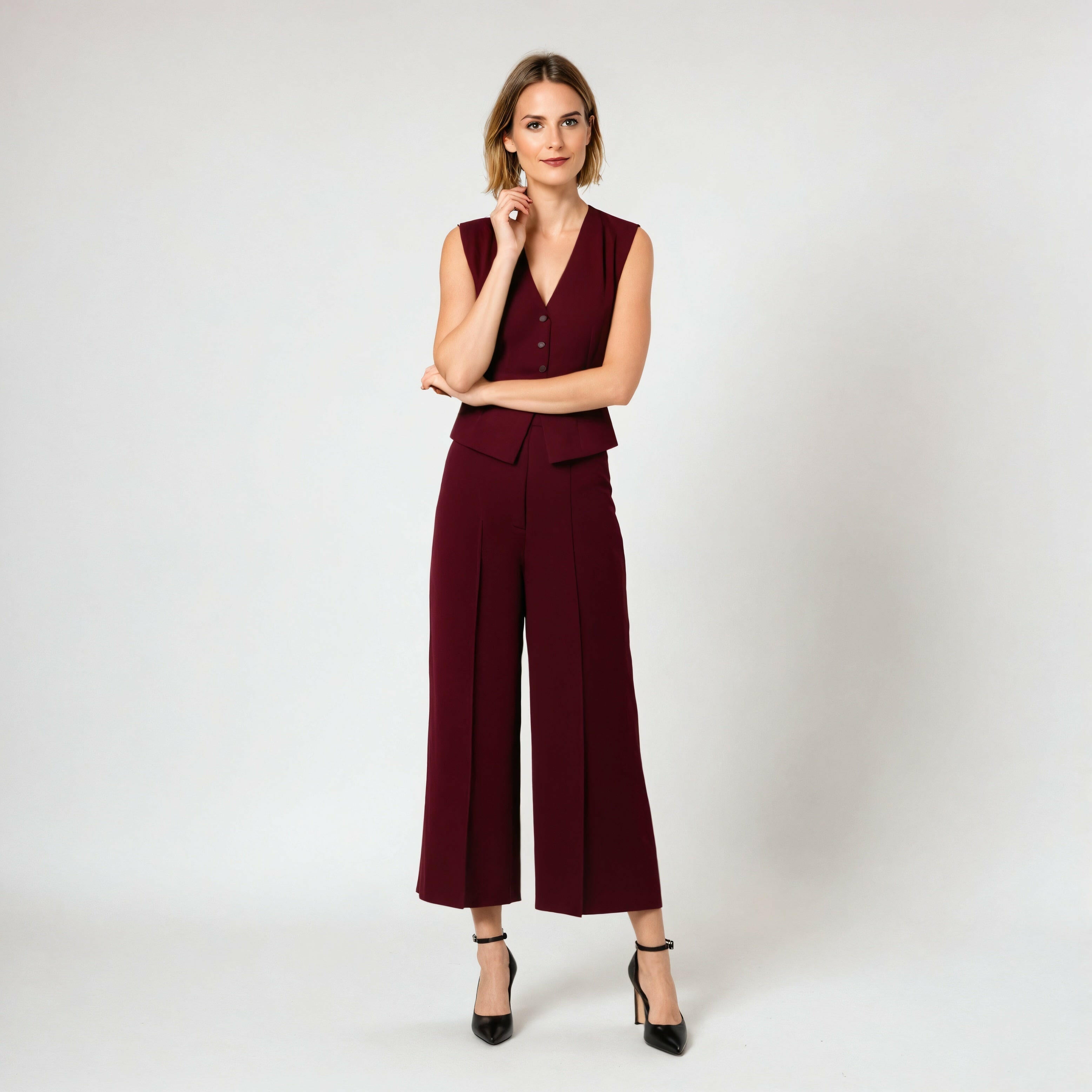 Sophia elegant matchende sett med rett snitt for kvinner
