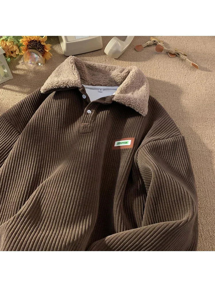 Nick Warm langermet fleecegenser med krage