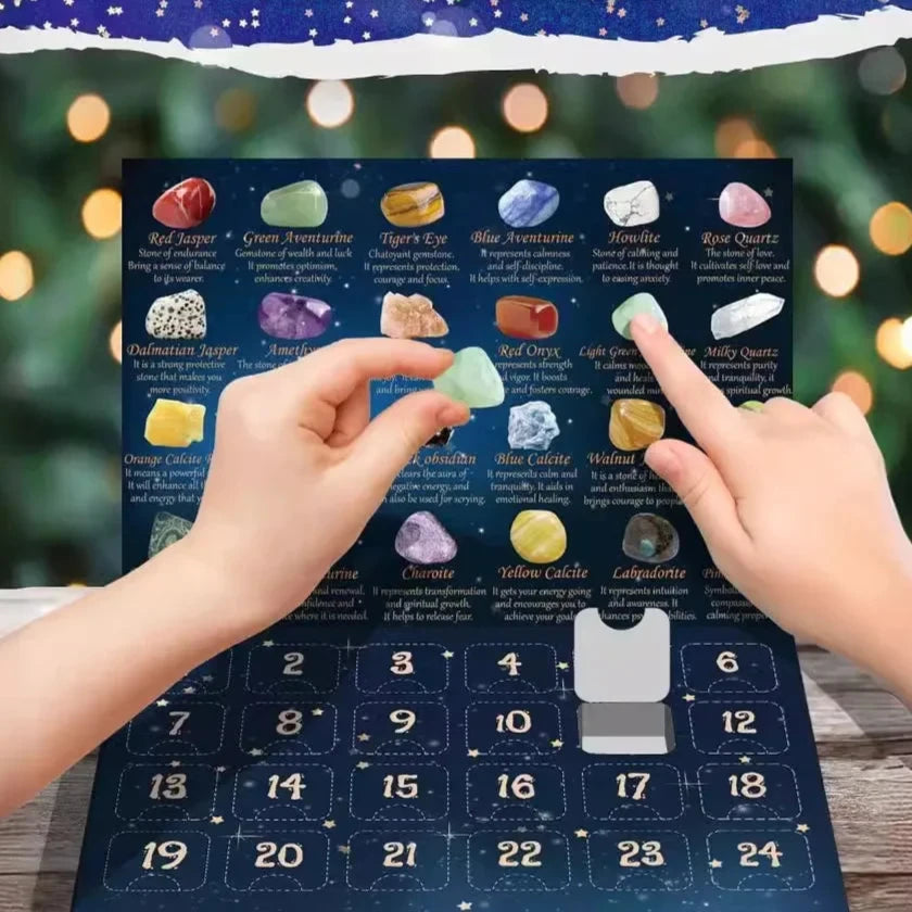 Adventskalender Naturlig Krystall Edelstener Samling