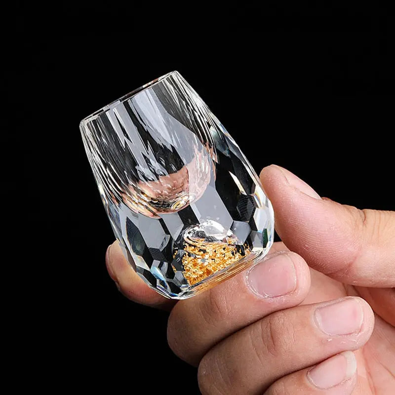 AuraGold – Krystallshotglass med ekte gullflak
