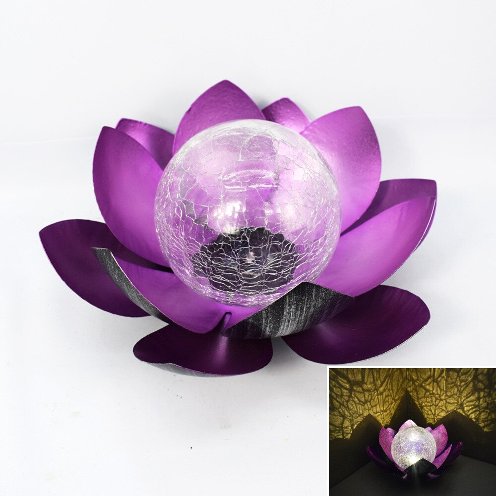 LumaLotus - Solcelledrevet opplyst lotus med knitrende glasssenter