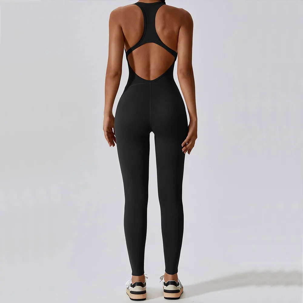 Ensfarget yogajumpsuit for kvinner – ettdelt treningstøy for yoga og pilates
