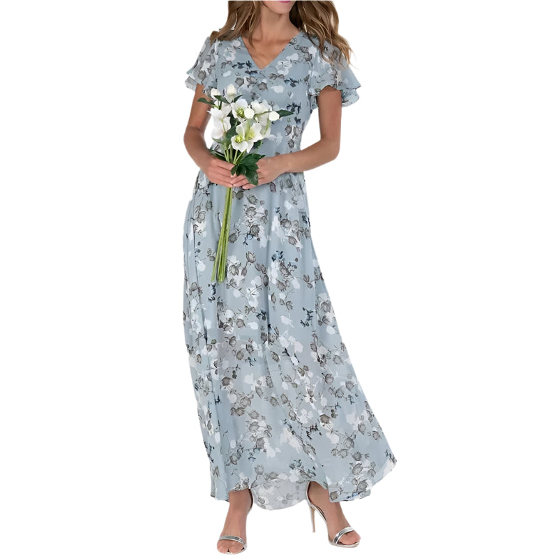 Sofie - Lang sommerkjole med blomstermønster