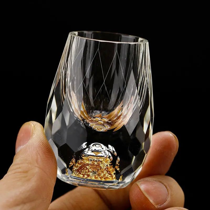 AuraGold – Krystallshotglass med ekte gullflak