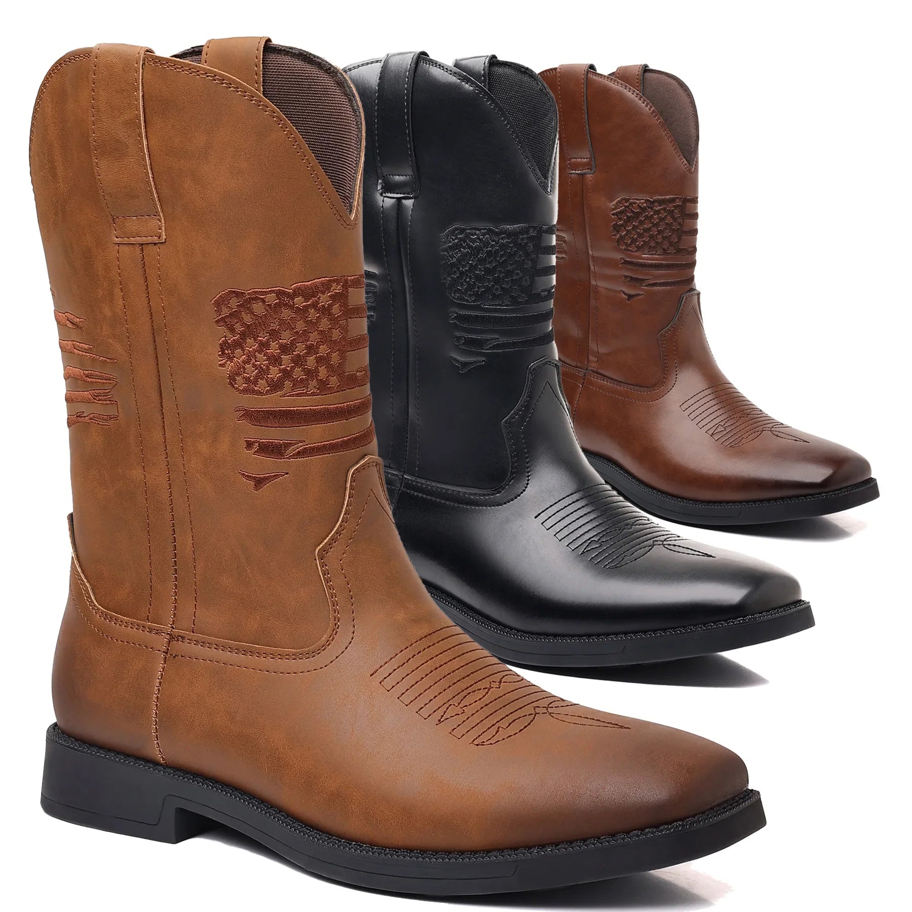Theo - Broderte retro vestlige cowboystøvler for menn