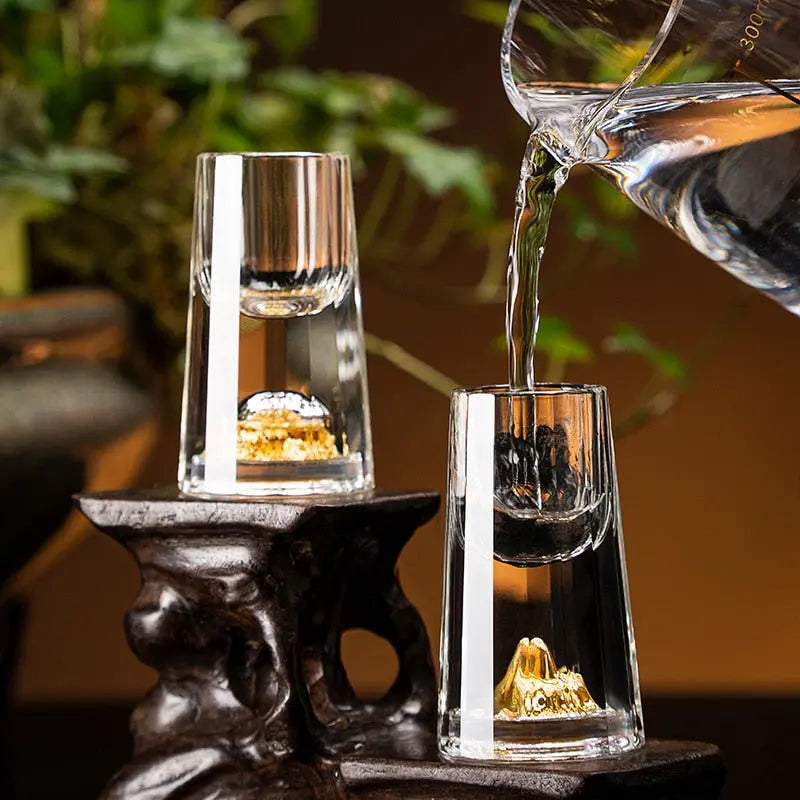AuraGold – Krystallshotglass med ekte gullflak