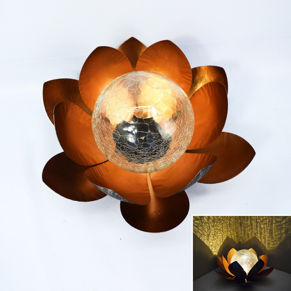 LumaLotus - Solcelledrevet opplyst lotus med knitrende glasssenter