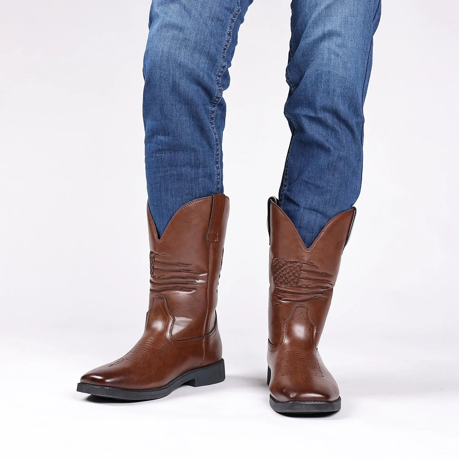 Theo - Broderte retro vestlige cowboystøvler for menn