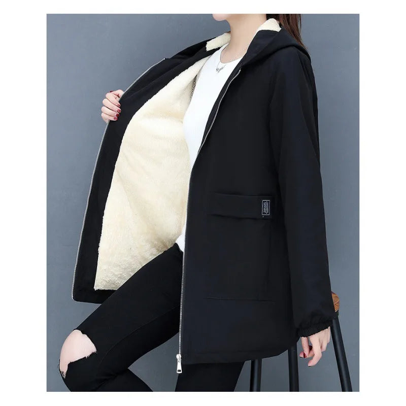 Vera Cozy Wool vattert kåpe med hette