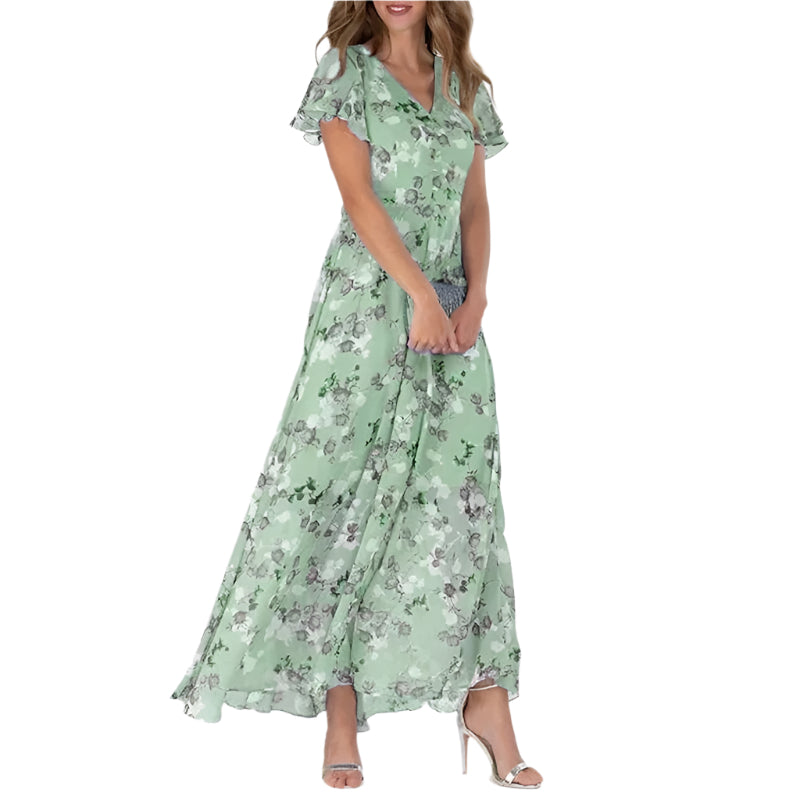 Sofie - Lang sommerkjole med blomstermønster