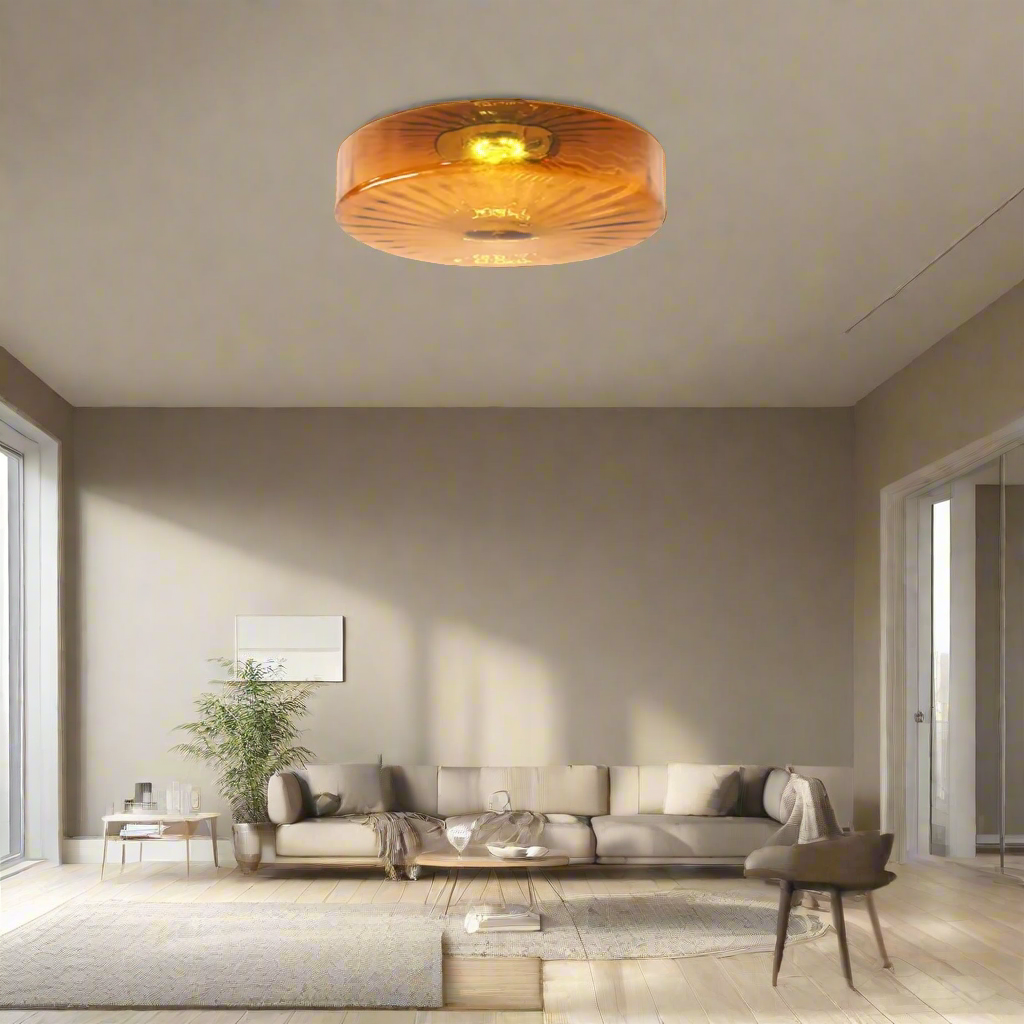 GlowSphere - Teksturert ravfarget glass innfelt taklampe