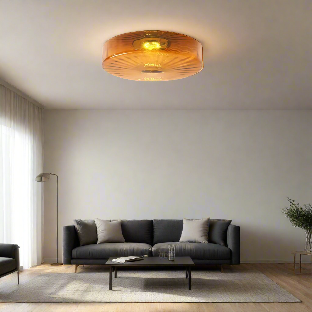 GlowSphere - Teksturert ravfarget glass innfelt taklampe
