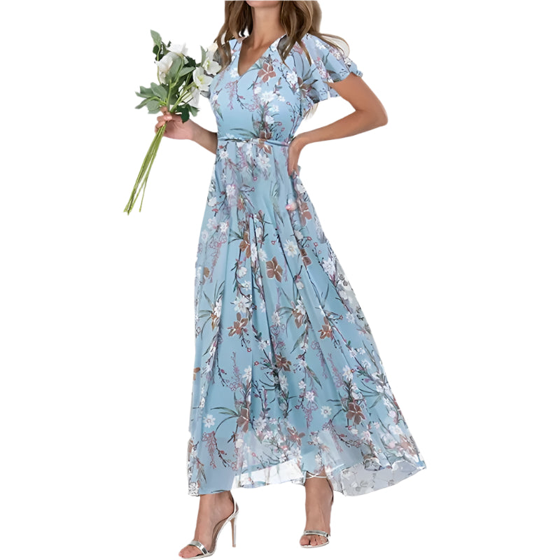 Sofie - Lang sommerkjole med blomstermønster