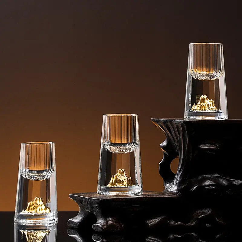 AuraGold – Krystallshotglass med ekte gullflak
