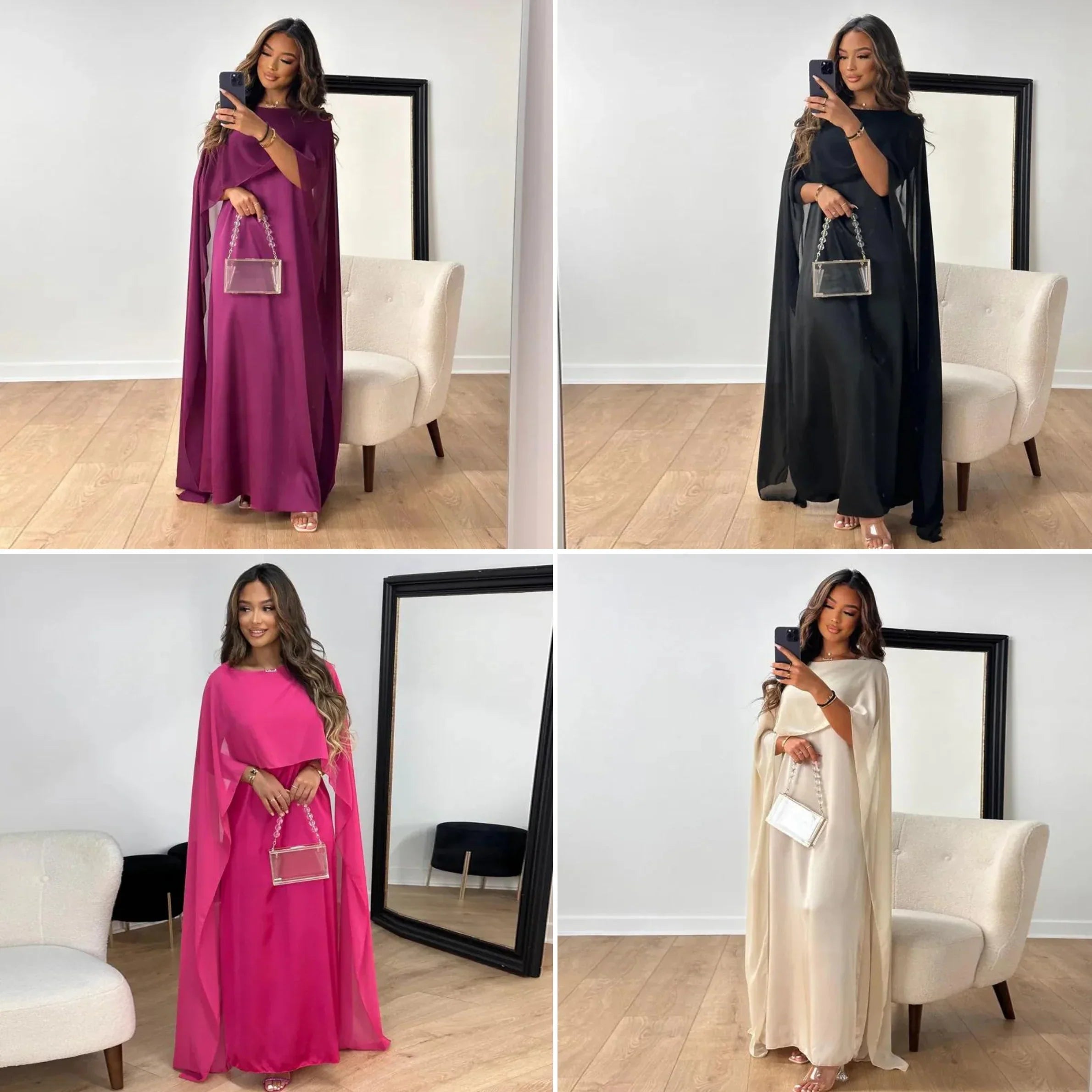 Jennifer - Elegant kappe maxi kjole