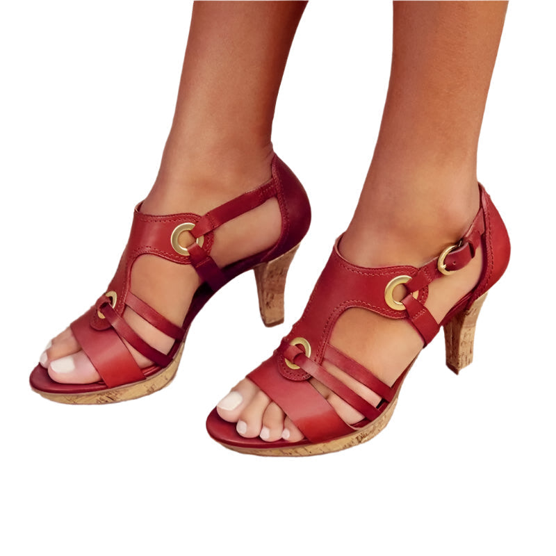 Velinda - Elegante korksandaler med flere stropper