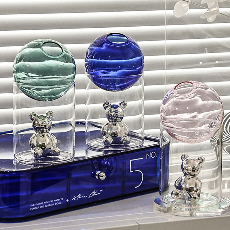 LumaSphere – Elegant kunstnerisk glassvase med skulpturell topp