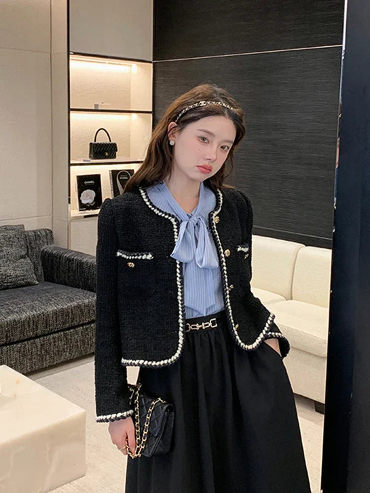 Florey stilig tweedblazer med rund hals