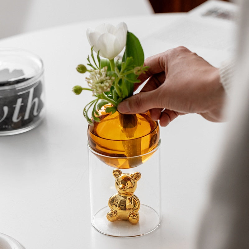 LumaSphere – Elegant kunstnerisk glassvase med skulpturell topp