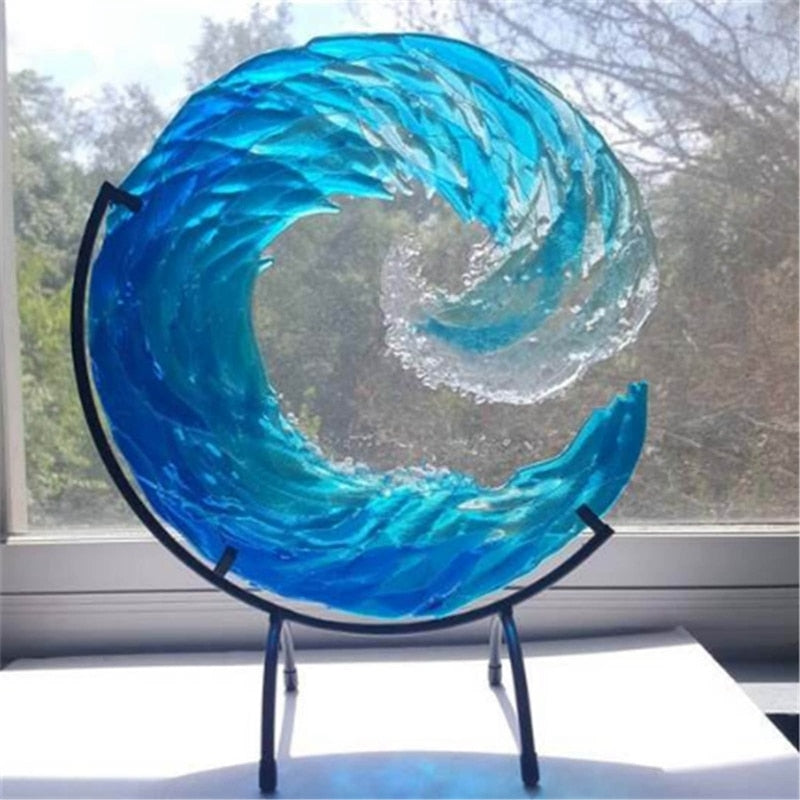 WaveFlow kunstnerisk glassskulptur av det majestetiske havet