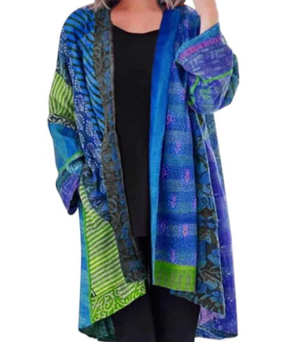 Jenika - Lang bohemsk lappeteppejakke