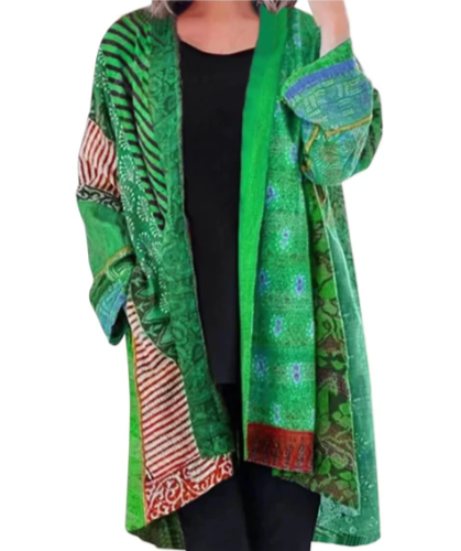 Jenika - Lang bohemsk lappeteppejakke