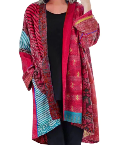 Jenika - Lang bohemsk lappeteppejakke