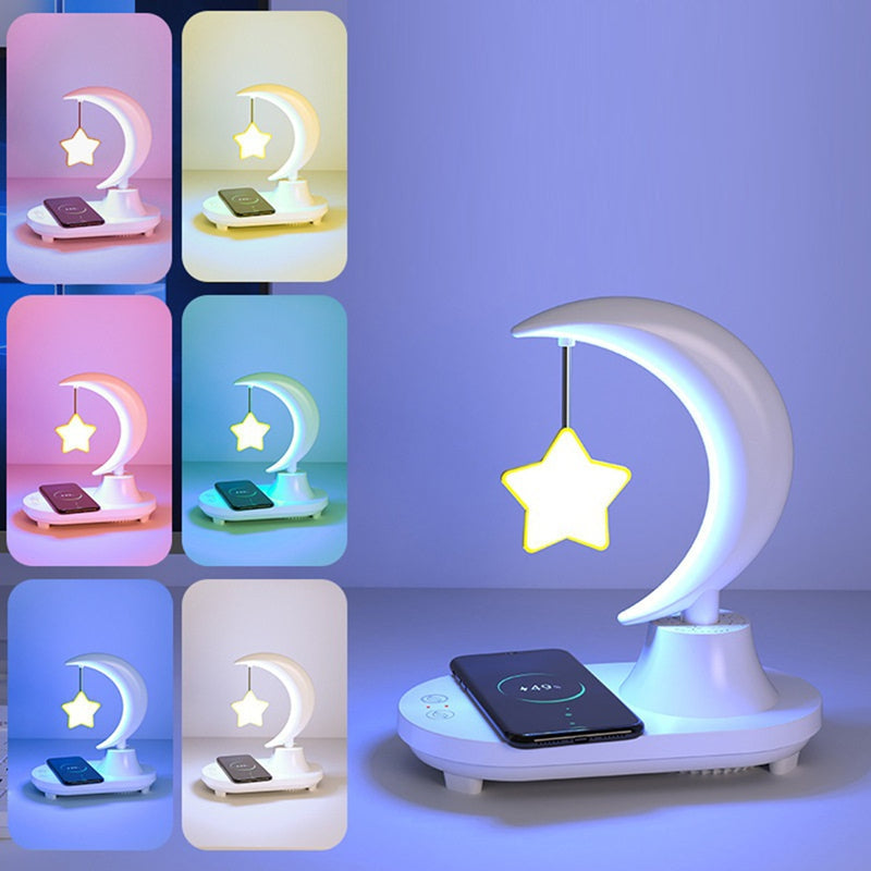 LunaTune - trådløs bordlampe med måneskinn, Bluetooth-høyttaler og ladefunksjon