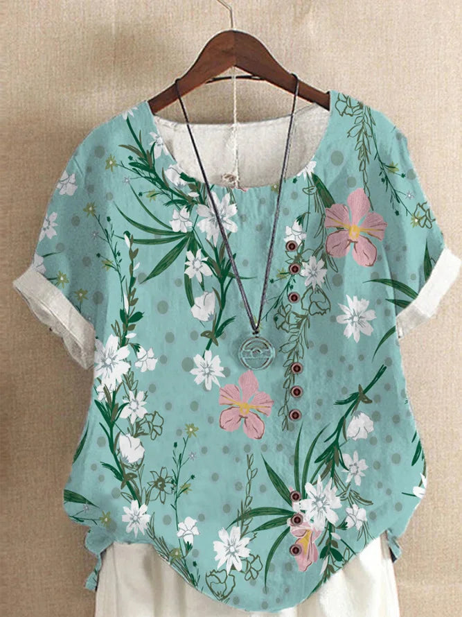 Elora - Elegant bluse med blomstertrykk for kvinner