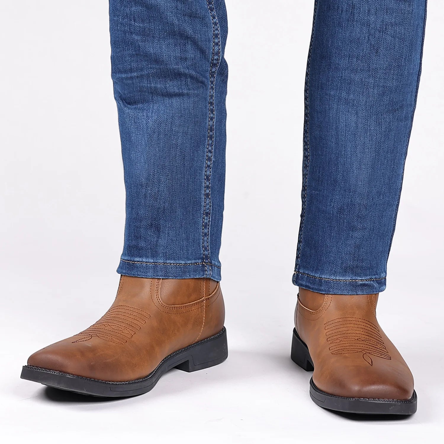 Theo - Broderte retro vestlige cowboystøvler for menn
