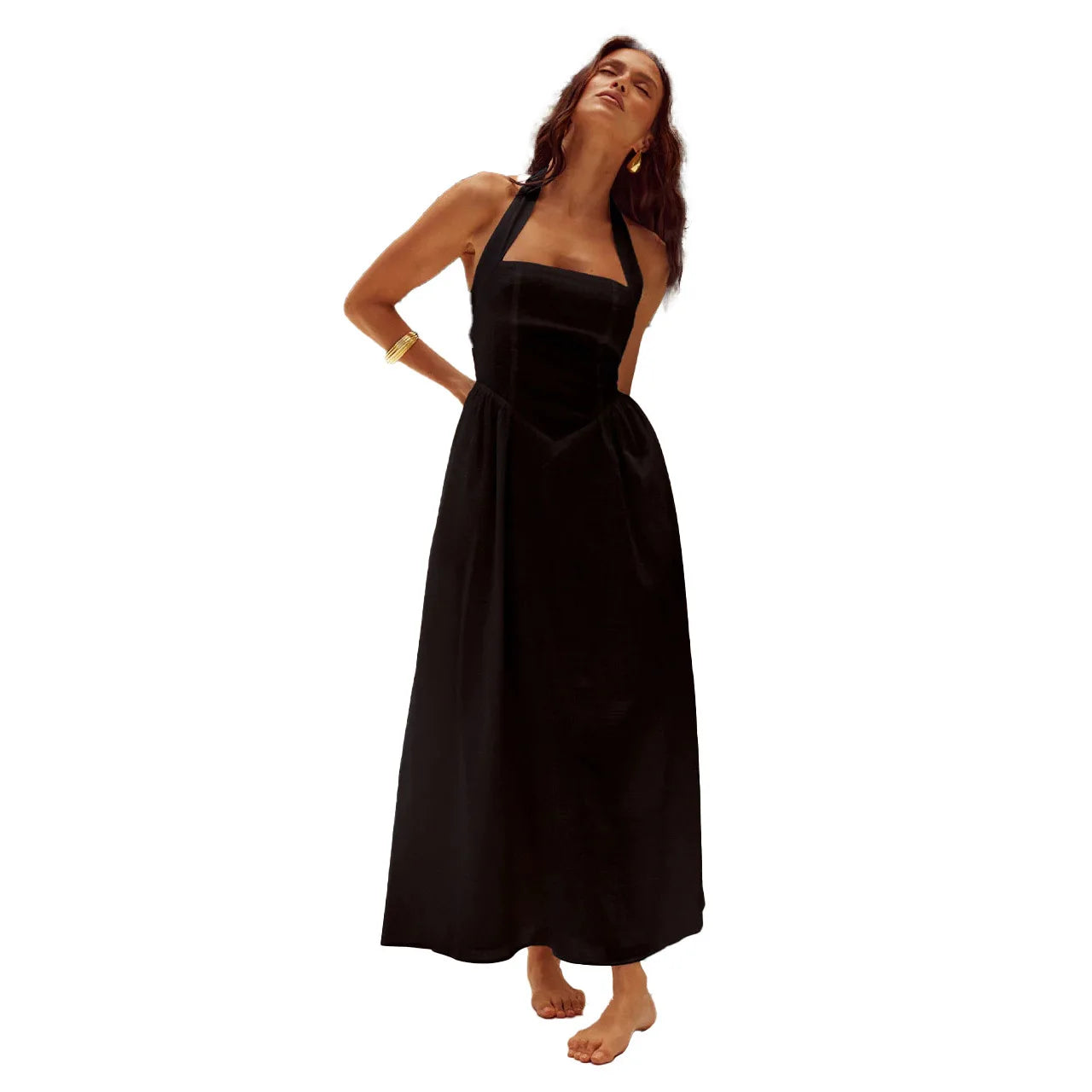 Pernilla – Elegant maxikjole med Halterneck-utringning