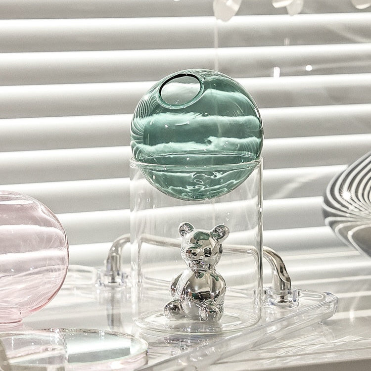 LumaSphere – Elegant kunstnerisk glassvase med skulpturell topp