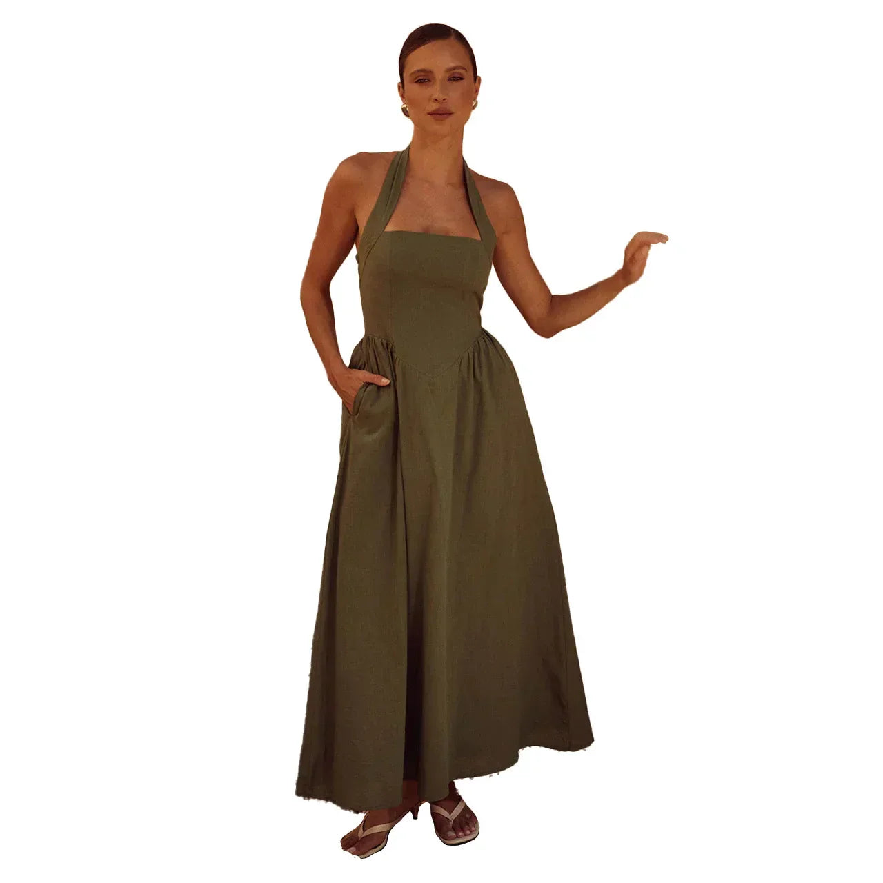 Pernilla – Elegant maxikjole med Halterneck-utringning