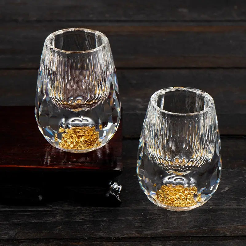 AuraGold – Krystallshotglass med ekte gullflak
