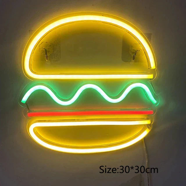 GlowBite fastfood-natlys i neon - skab en trendy og sjov atmosfære