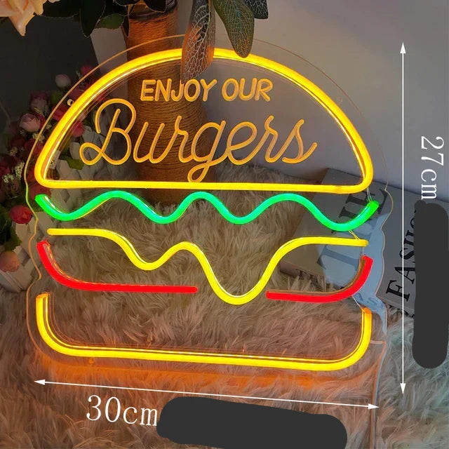 GlowBite fastfood-natlys i neon - skab en trendy og sjov atmosfære