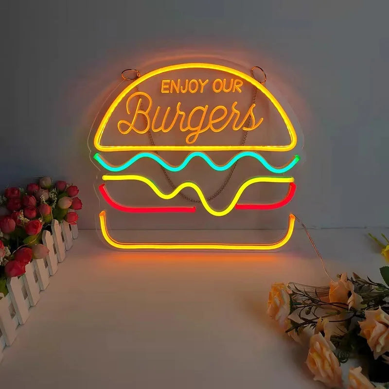 GlowBite fastfood-natlys i neon - skab en trendy og sjov atmosfære