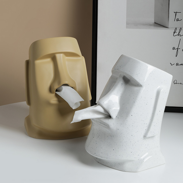StatueTissue - finurlig Moai-skjerfholder for stilige rom