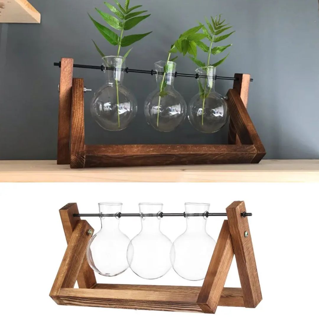 HydroGrow - Stilig hydroponisk potteplante med trebrett