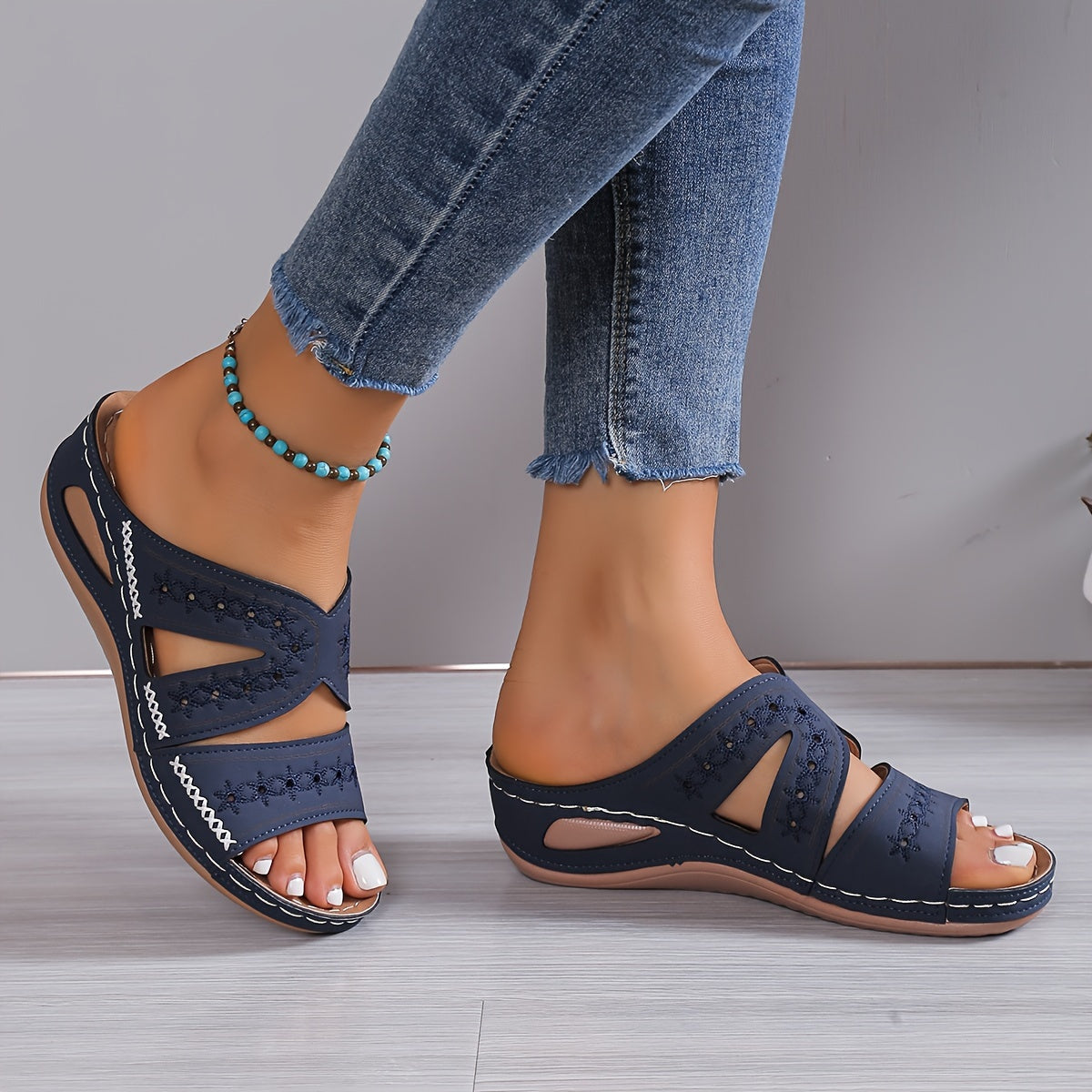 Kvinner retro høy bunn Sandal