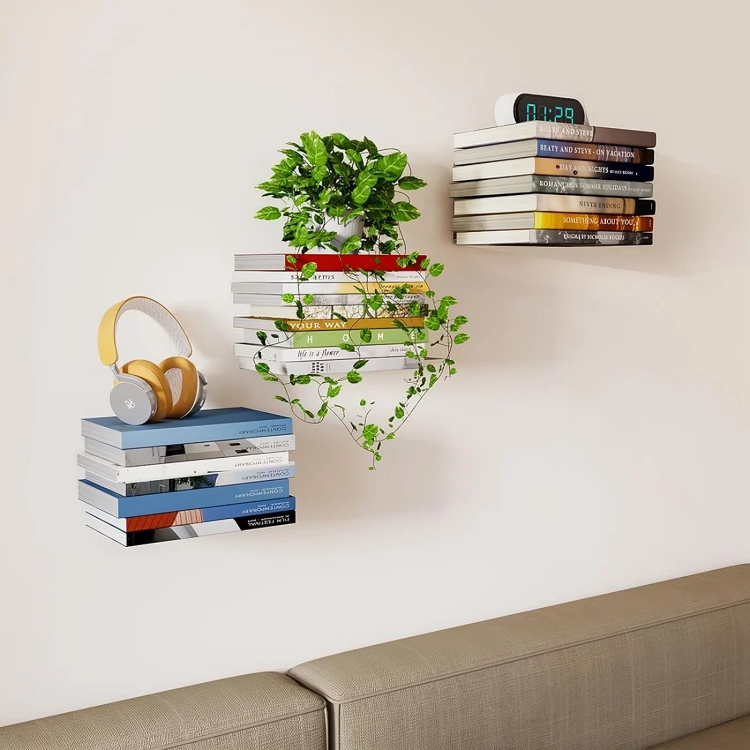 FloatBook – Usynlige flytende hyller for plassbesparende veggdisplay