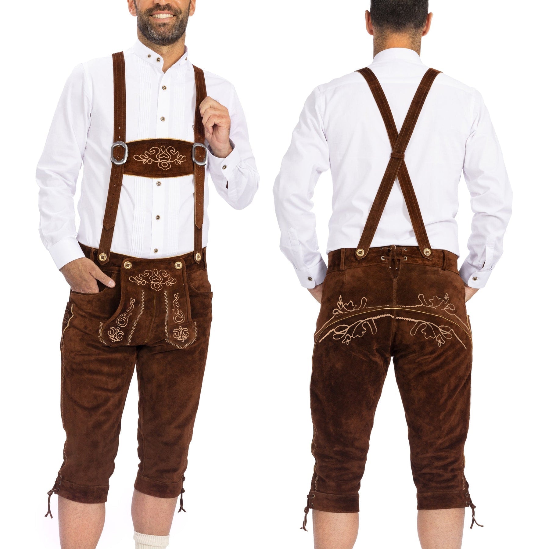 Freds tradisjonelle bayerske Lederhosen-antrekk