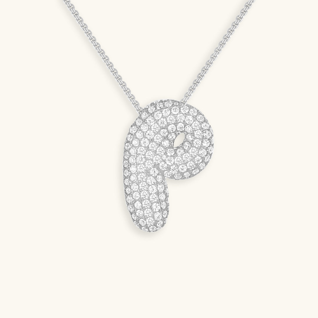Luna Bubble Initial Halskjede med Diamantlook – Personlig gave til morsdagen